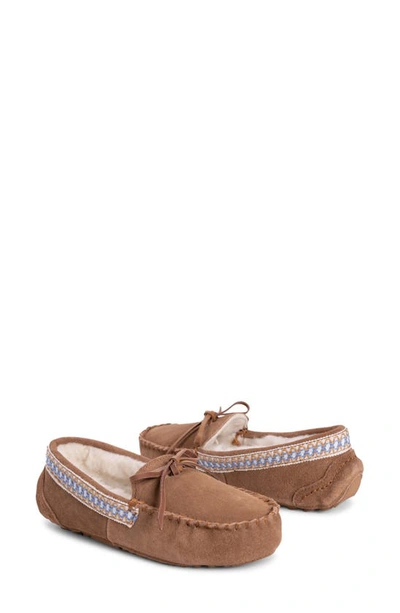 Muk Luks Jane Indoor/outdoor Slipper With Wool Blend Lining In Caramel
