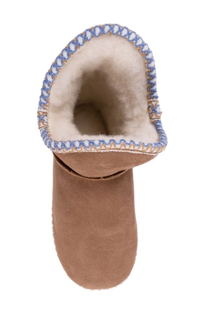 Muk Luks Macee Suede Slipper Bootie With Wool Blend Lining In Caramel
