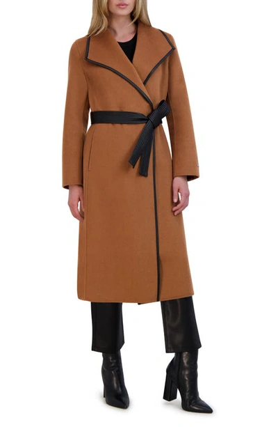 Shop Tahari Juliette Wool Blend Coat In Camel