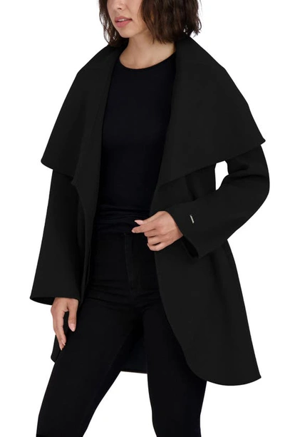 Shop Tahari Marilyn Wool Blend Coat In Black