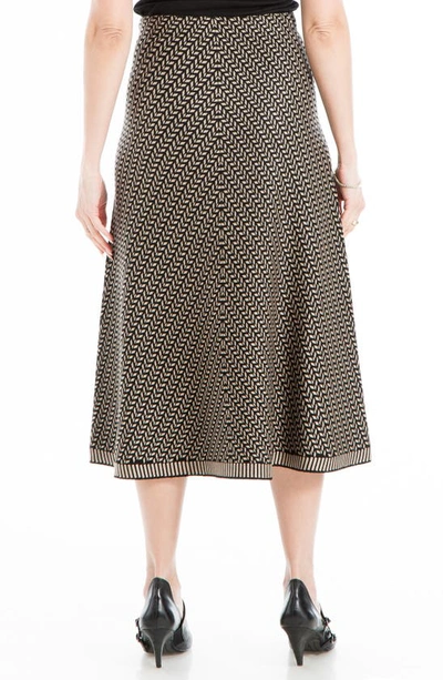 Max Studio A-line Sweater Skirt In Black/ Taupe Tire Track