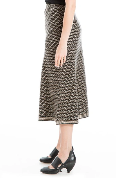 Max Studio A-line Sweater Skirt In Black/ Taupe Tire Track