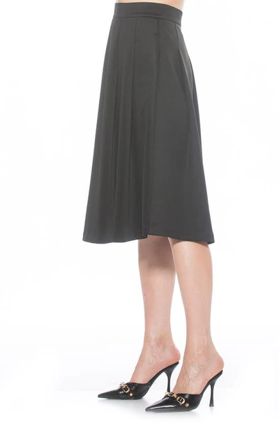 Shop Alexia Admor Theana Flare Pleat Midi Skirt In Black
