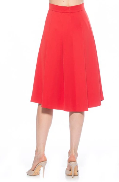 Shop Alexia Admor Theana Flare Pleat Midi Skirt In Red