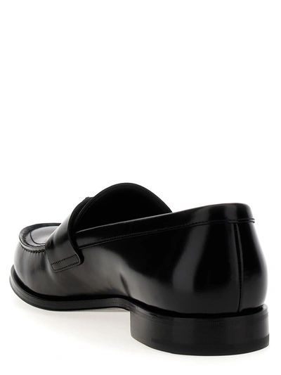 Shop Prada Triangle Logo Loafers In Black