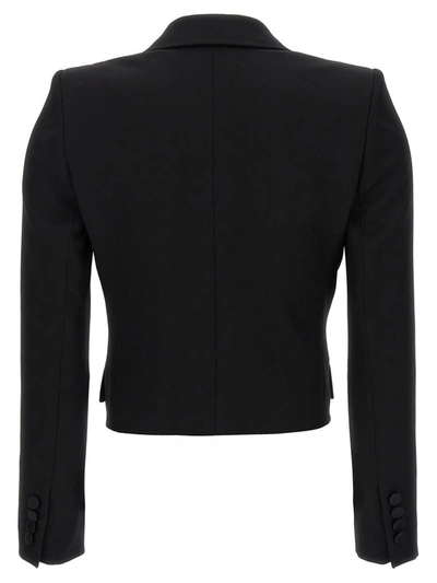 Shop Saint Laurent 'cropped Tuxedo' Blazer In Black