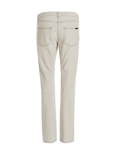 Shop Saint Laurent Denim Jeans In Gray