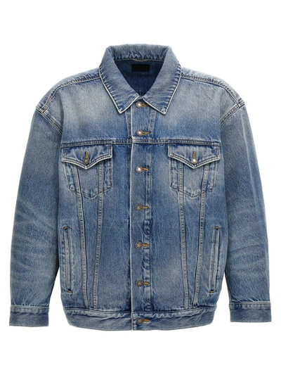 Shop Saint Laurent Oversized Denim Jacket In Blue
