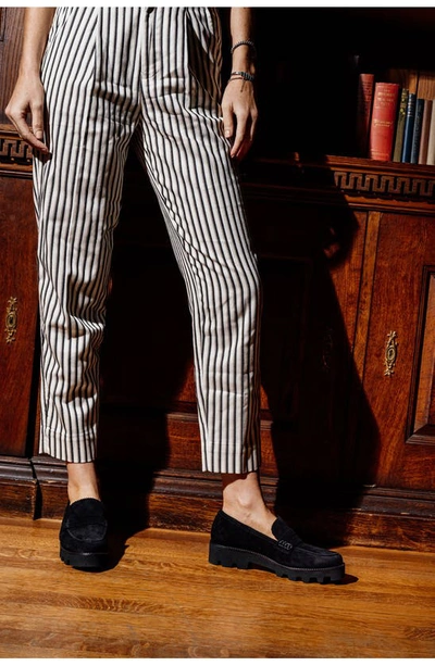Patricia Green Vince Lug Sole Penny Loafer In Black