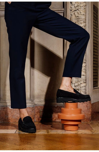 Patricia Green Vince Lug Sole Penny Loafer In Black