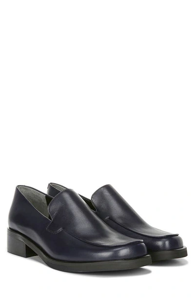Franco Sarto Bocca Womens Leather Square Toe Smoking Loafers In Dk Blue