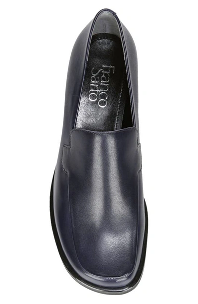 Franco Sarto Bocca Womens Leather Square Toe Smoking Loafers In Dk Blue
