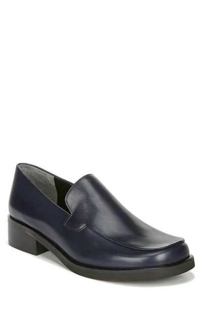 Franco Sarto Bocca Womens Leather Square Toe Smoking Loafers In Dk Blue
