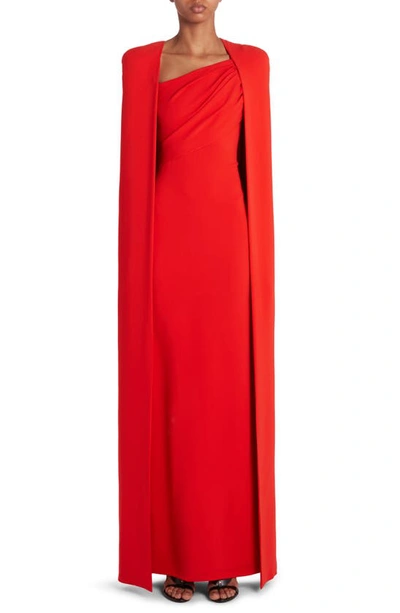 Shop Tom Ford Double Face Silk Georgette Cape In Blood Orange