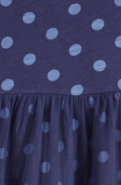 Shop Tucker + Tate Kids' Tiered Mesh Skirt Cotton Dress In Navy Peacoat Dot