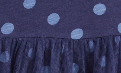 Shop Tucker + Tate Kids' Tiered Mesh Skirt Cotton Dress In Navy Peacoat Dot