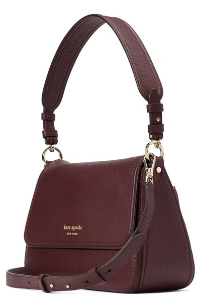 Shop Kate Spade Hudson Pebble Leather Medium Convertible Shoulder Bag In Cordovan