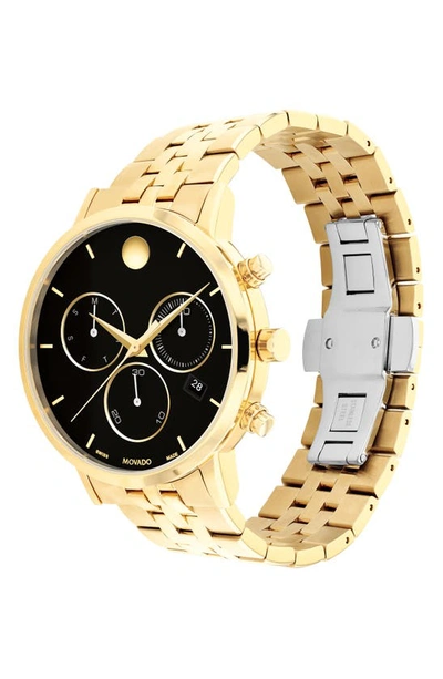 Movado Men's Museum Classic Swiss Quartz Chrono Light Yellow Pvd Watch 42mm In Black