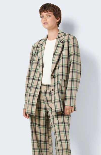 Shop Noisy May Laura Oversize Check Blazer In Nomad Aop Check