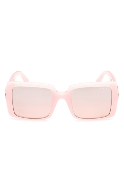 Shop Moncler Promenade 53mm Square Sunglasses In Candy Pink/ Gold / Peach