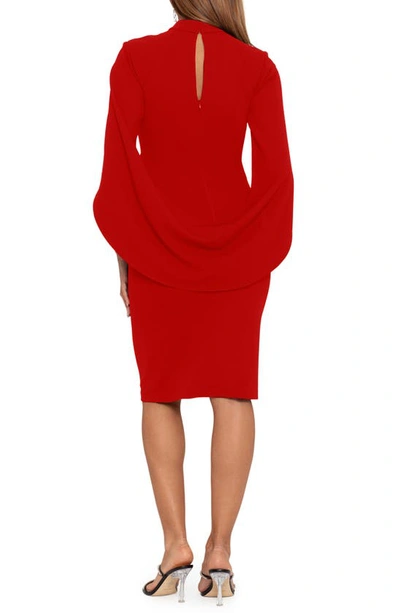 Shop Betsy & Adam Cutout Long Sleeve Scuba Sheath Dress In Red