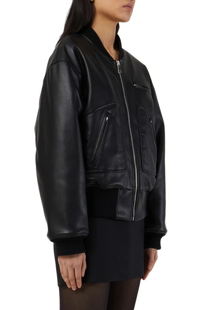 Shop Apparis Chaz Faux Leather Bomber Jacket In Noir
