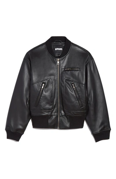 Shop Apparis Chaz Faux Leather Bomber Jacket In Noir