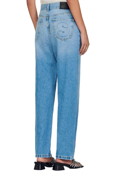 Shop Sandro Bibi Straight Leg Jeans In Blue Jean