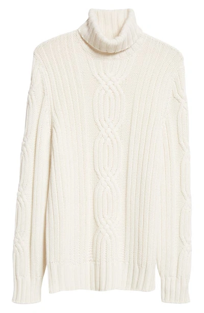 Shop Brunello Cucinelli Cable Stitch Cashmere Turtleneck Sweater In C2723 White