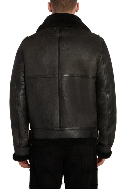 Shop Golden Goose Journey Collection Arvel Genuine Shearling Trim Leather Jacket In Black