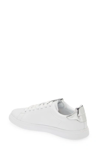 Shop Tory Burch Double T Howell Court Sneaker In Titanium White / Silver