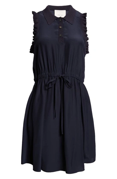 Shop Cinq À Sept Leonor Sleeveless Silk Dress In Navy