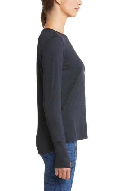 Shop Zella Liana Restore Soft Lite Long Sleeve T-shirt In Black