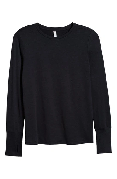 Shop Zella Liana Restore Soft Lite Long Sleeve T-shirt In Black