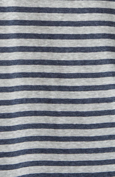 Shop Daniel Buchler Heathered Stripe Recycled Cotton Blend Henley Pajama T-shirt In Navy/ Grey