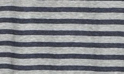 Shop Daniel Buchler Heathered Stripe Recycled Cotton Blend Henley Pajama T-shirt In Navy/ Grey