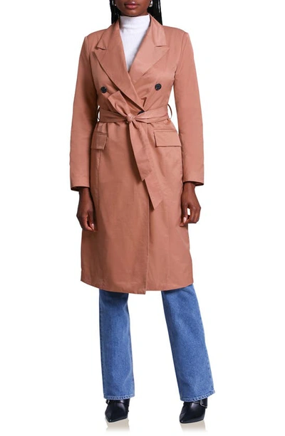 Shop Avec Les Filles Stretch Cotton Blend Belted Trench Coat In Maple