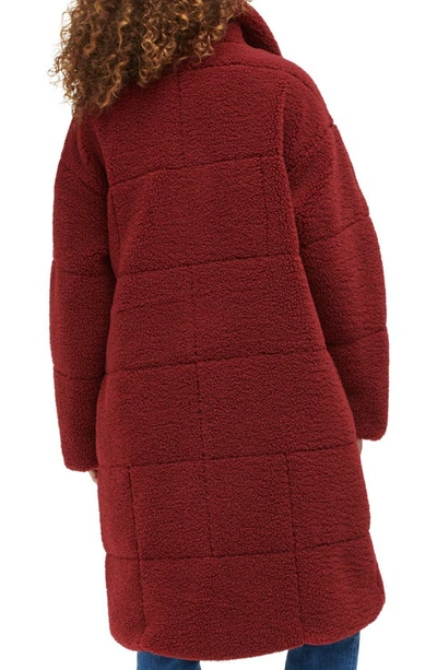 Shop Levi's Quilted Fleece Long Teddy Coat In Cabernet