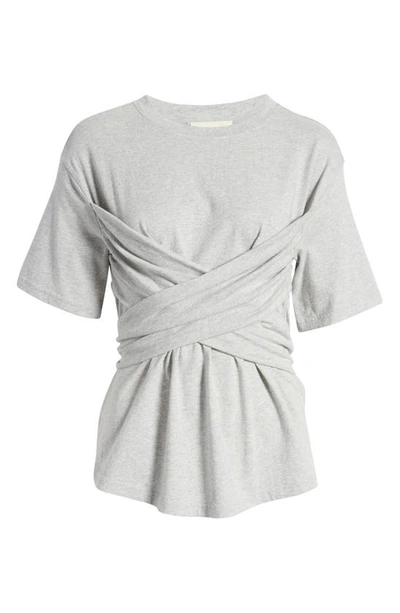 Shop Open Edit Tie Back Corset T-shirt In Grey Heather