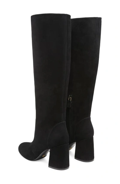 Shop Stuart Weitzman Flare Block Heel Mid Calf Boot In Black Suede