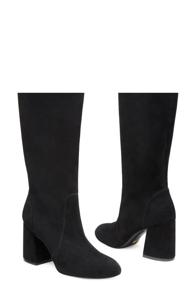 Shop Stuart Weitzman Flare Block Heel Mid Calf Boot In Black Suede