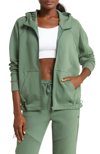 Shop Zella Downtown Sport Zip Hoodie In Green Duck