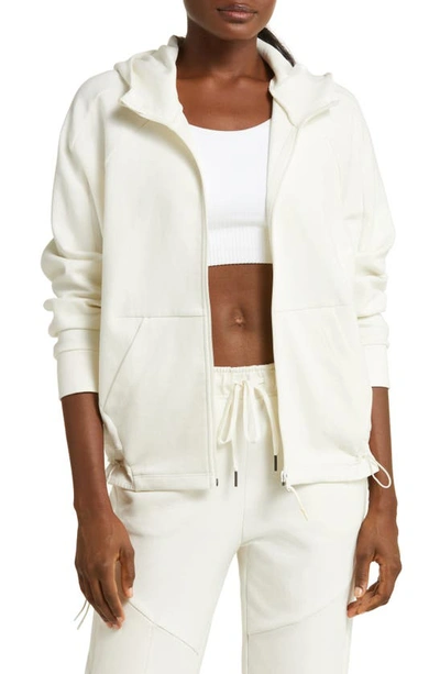 Shop Zella Downtown Sport Zip Hoodie In Ivory Egret