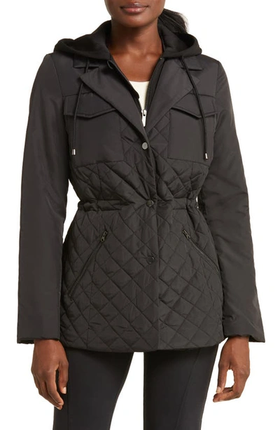 Shop Zella Active Quilted Hooded Jacket In Black