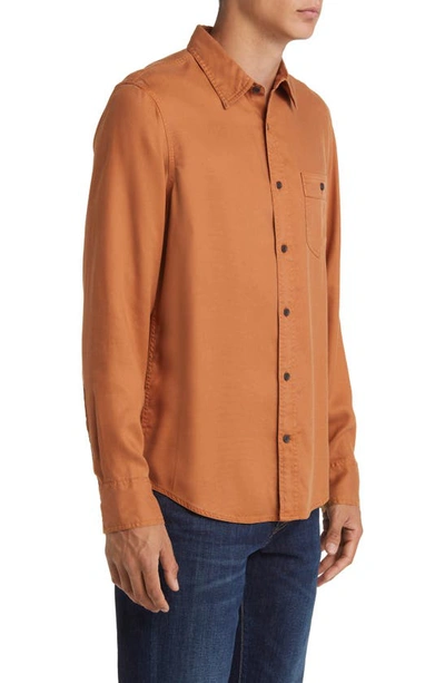Shop Treasure & Bond Trim Fit Solid Lyocell Button-up Shirt In Rust Argan Oil