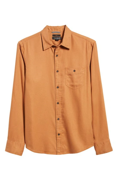 Shop Treasure & Bond Trim Fit Solid Lyocell Button-up Shirt In Rust Argan Oil