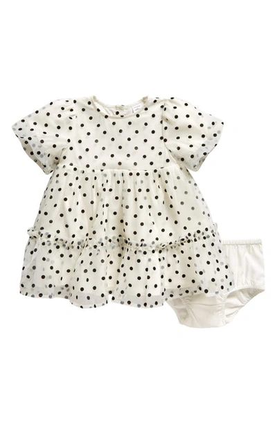 Shop Nordstrom Polka Dot Puff Sleeve Tiered Party Dress & Bloomers Set In Ivory Egret Duck Dot