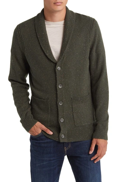 Shop Treasure & Bond Donegal Shawl Collar Cardigan In Olive Night Donegal