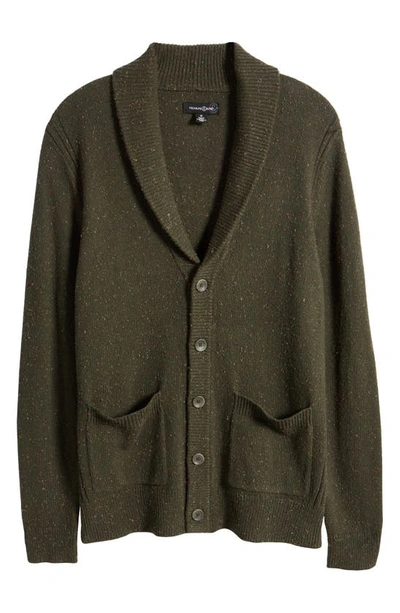 Shop Treasure & Bond Donegal Shawl Collar Cardigan In Olive Night Donegal