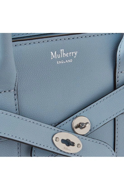 Shop Mulberry Mini Zipped Bayswater Leather Tote In Poplin Blue